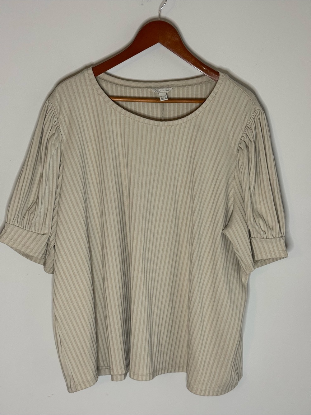 Cato Cream Striped Short Sleeve Blouse
